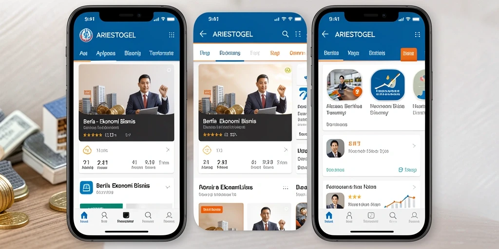 Antarmuka modern dan intuitif dari ARIESTOGEL untuk berita Ekonomi Bisnis.