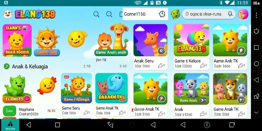 Screenshot utama <strong>ELANG138</strong> menunjukkan antarmuka yang ceria dan ramah anak.