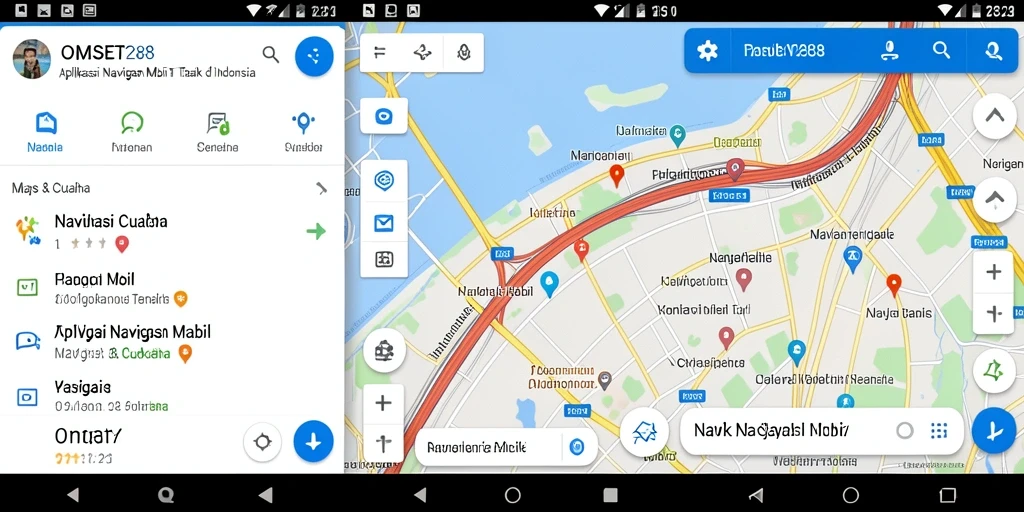 Tampilan antarmuka aplikasi OMSET288 yang memudahkan navigasi mobil.