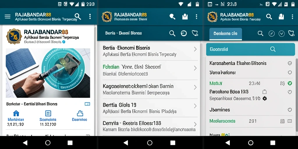 Tampilan antarmuka aplikasi RAJABANDAR88 dengan berita ekonomi terkini.