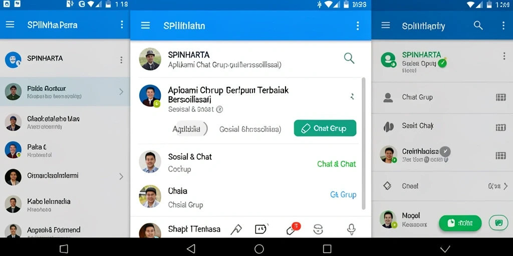 Screenshot antarmuka utama SPINHARTA menampilkan fitur Chat Grup yang menarik.