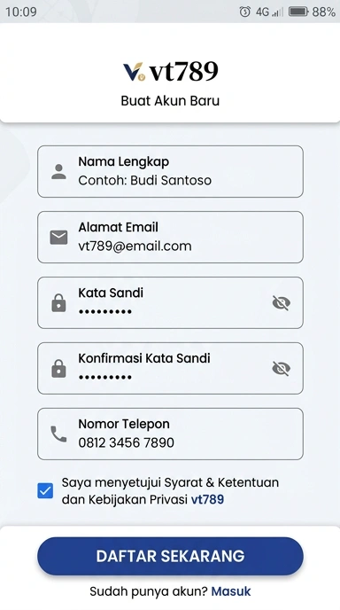 Cara Daftar Akun Baru vt789 di Android
